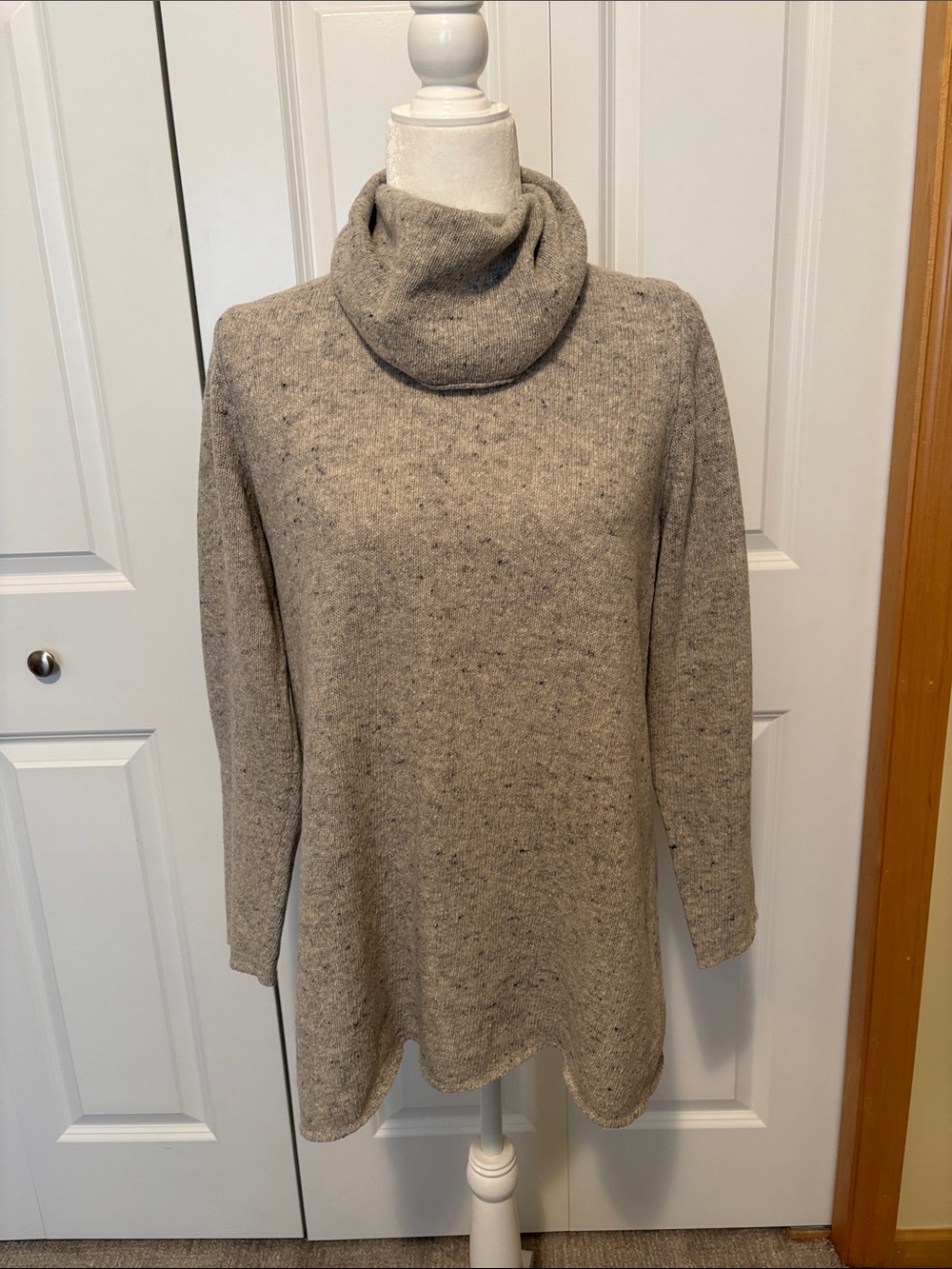 Cozy Taupe Cowl Neck Women's Sweater
